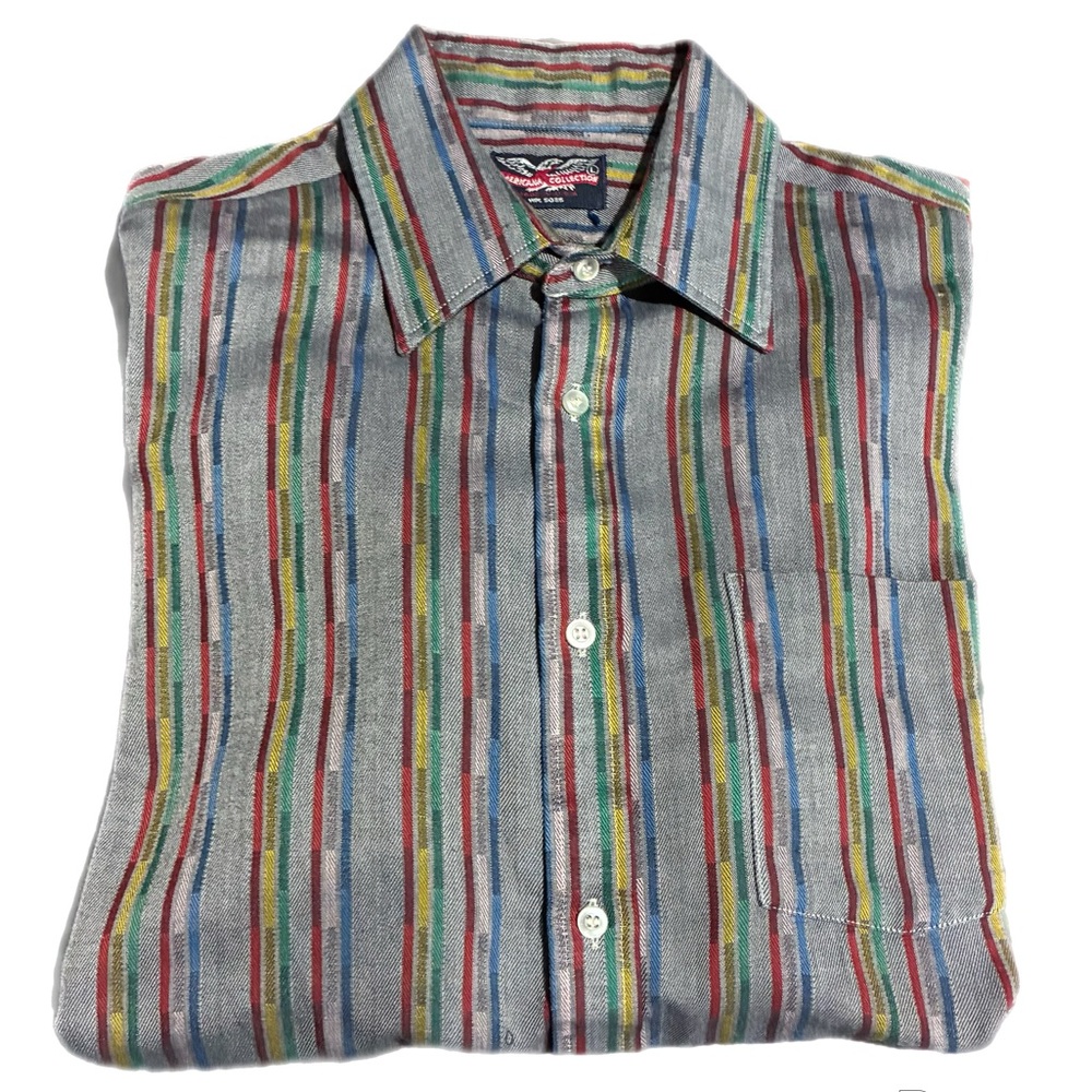 American Collection Candy Stripe Button-Up Shirt Multicolor Business Size Large View 4